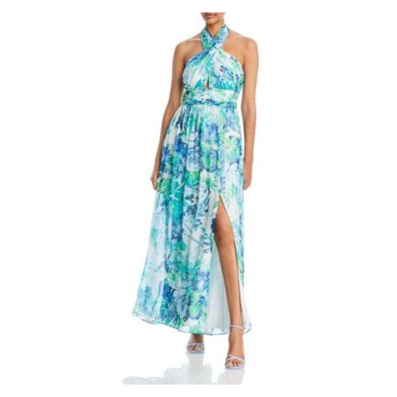 ELIZA J Womens Ivory Cutout Lined Sleeveless Full-Length Fit + Flare Dress 2